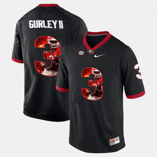 Men's #3 Todd Gurley II Georgia Bulldogs Player Pictorial For Jersey - Black